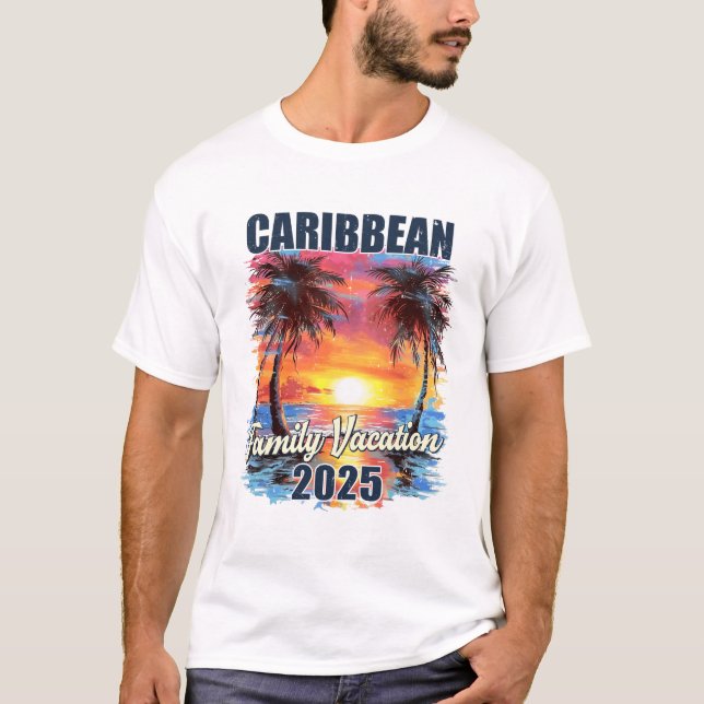 Camiseta Caribe de Férias da Família 2025 — Trip Matchin de (Frente)
