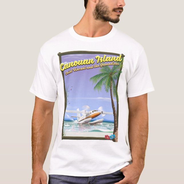 Camiseta Caribe, poster do paraíso das ilhas Canouan. (Frente)
