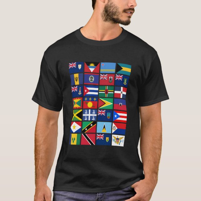 Camiseta Caribe Sinalizadores de Orgulho de Unidade Geograf (Frente)