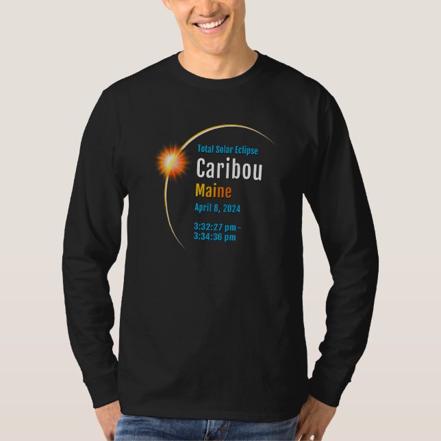 Camiseta Caribou Maine ME Total Solar Eclipse 2024 1 (Frente)