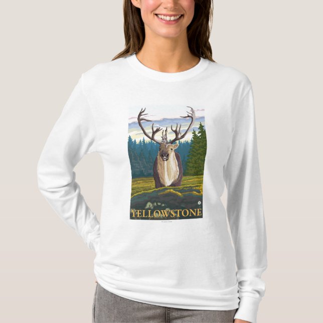 Camiseta Caribu no selvagem - nacional de Yellowstone (Frente)