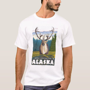 Camiseta Caribu no selvagem - parque nacional de Denali,