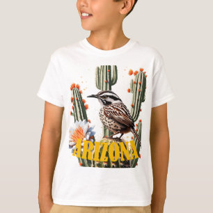 Camiseta Cariça-do-Cacto-do-Arizona Cercada por Flor de Cac