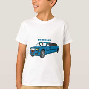 Camiseta Caricatura azul-limusine e feliz