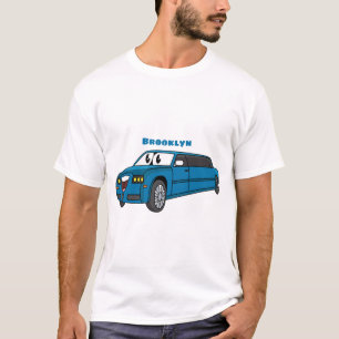 Camiseta Caricatura azul-limusine e feliz