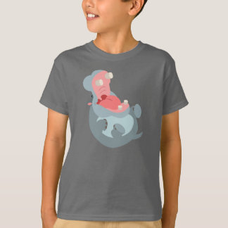 Camiseta Caricatura Bela Rindo Hippo Crianças Camisa-T