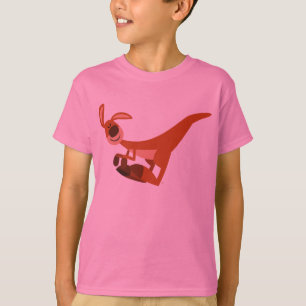 Camiseta Caricatura Bonita Pulando Kangaroo Crianças Camise