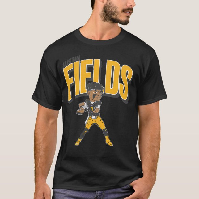 Camiseta Caricatura de Justin Fields em Pittsburgh (Frente)