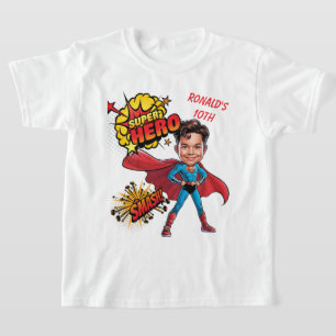 Camiseta Caricatura de Super Herói Personalizada do 10º Ani