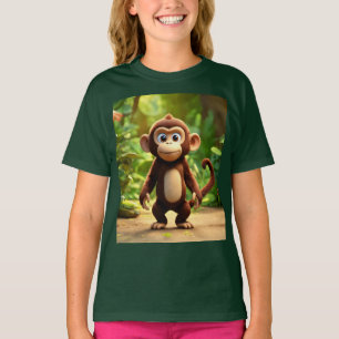 Camiseta Caricatura Diversão Macaco Bebê Crianças Finas Jer