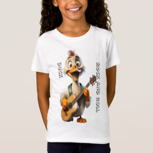 Camiseta Caricatura Duck Guitar Cartoon