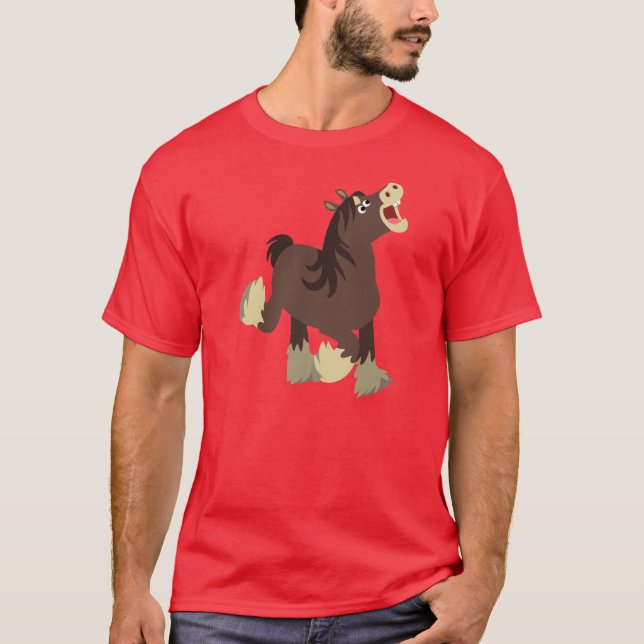 Camiseta Caricatura Exuberante E Bonita Camisa-T De Cavalo (Frente)