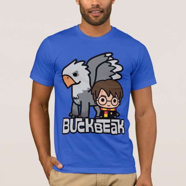 Camiseta Caricatura Harry Potter e Buckbeak (Frente)