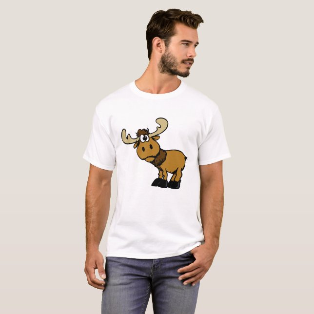 Camiseta Caricatura Moose curiosa| escolher cor de fundo (Frente Completa)