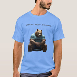 Camiseta Caricatura Urso-Camisa-Respira. Reiniciar. Dominat