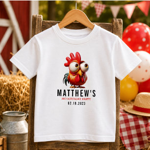 Camiseta Caricaturas de Galo Fofo Aniversário de 3 Anos