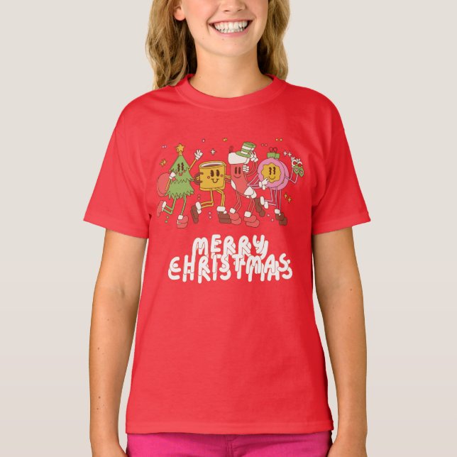 Camiseta Caricaturas de Natal dançantes (Frente)