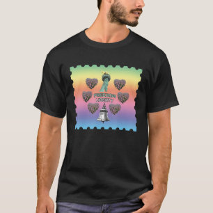 Camiseta Carimbo Arco-Íris Usa Sinalizadores Fogueira Bell