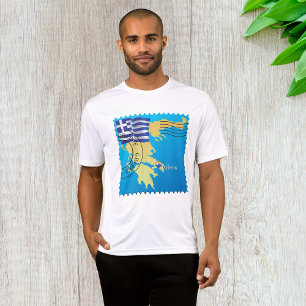 Camiseta Carimbo da Grécia de Atenas Bandeira e Mapa grego
