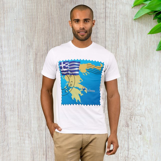 Camiseta Carimbo da Grécia de Atenas Bandeira e Mapa grego (Criador carregado)
