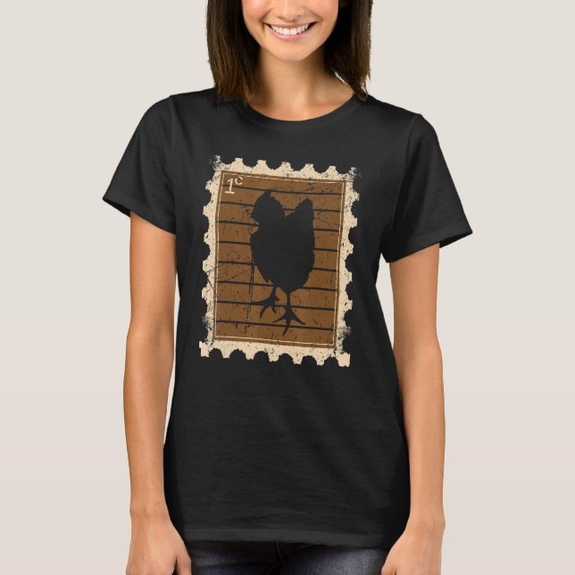 Camiseta Carimbo De Cartaz Com Galinha (Frente)