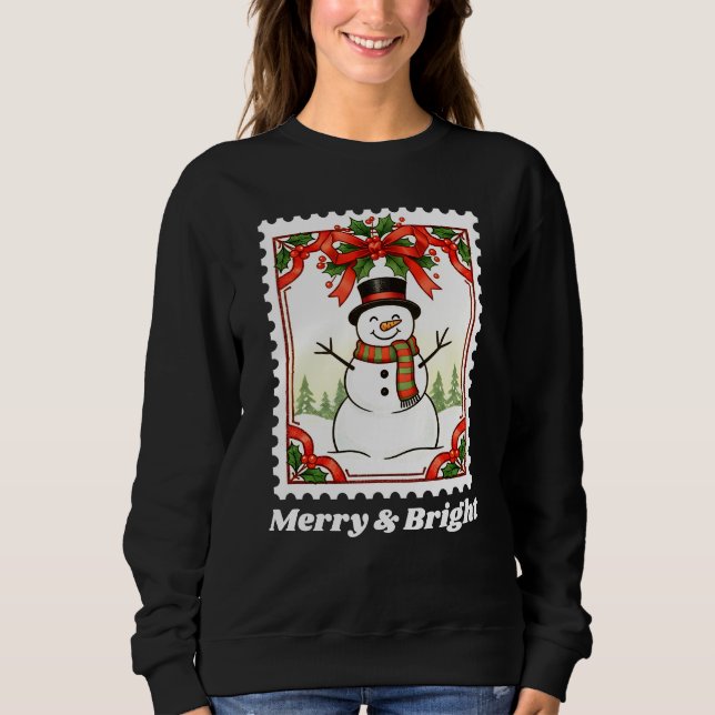Camiseta Carimbo de feliz e Bright Snowman (Frente)