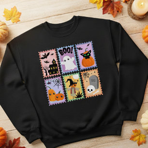 Camiseta Carimbo de Halloween Collage Camisola de Mama