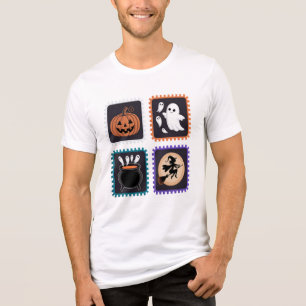Camiseta Carimbo de Halloween Design - Abóbora, Fantasma