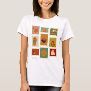 Camiseta Carimbo de outono de Cozy Carimbo de Colagem Cair
