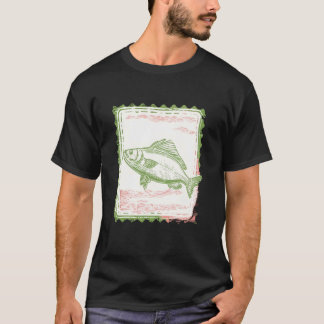 Camiseta Carimbo de Peixe Estilo Vintage para Pescadores