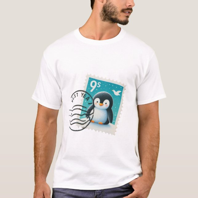 Camiseta carimbo de pinguim (Frente)
