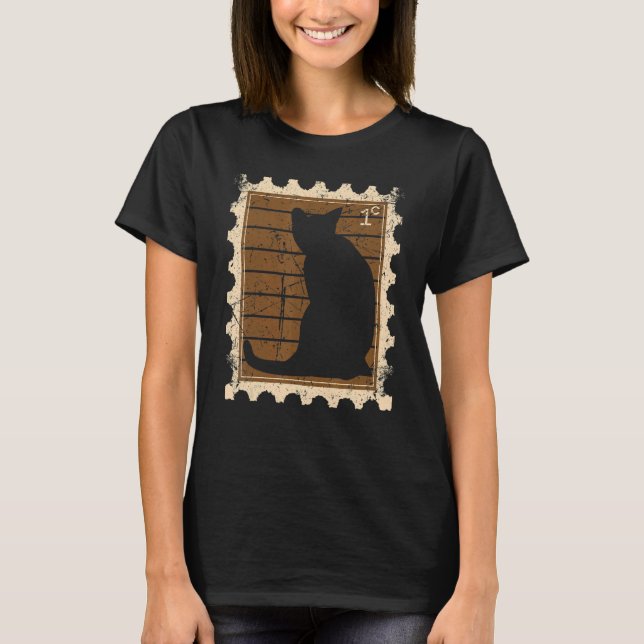Camiseta Carimbo De Posto Com Um Gato 1 (Frente)