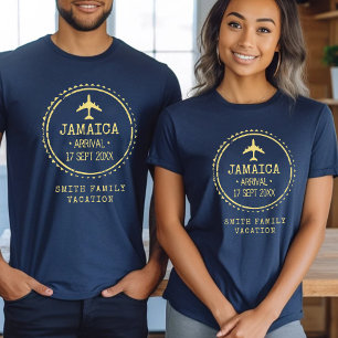 Camiseta Carimbo Passaporte Jamaica Férias Familiares Azul