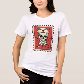 Camiseta Carimbo Retrô Divertido Enfermeira Caveira_1