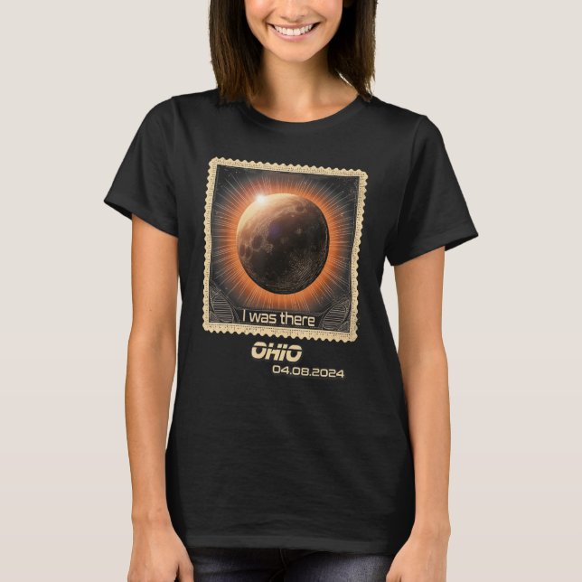 Camiseta Carimbo Retroativo Total Eclipse Solar 2024 Ohio (Frente)
