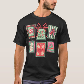 Camiseta Carimbos de Natal de Professor Préppy Vintage Muit