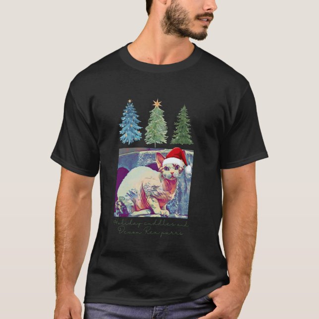 Camiseta Carinhos de férias e ronronares de Devon Rex gato  (Frente)