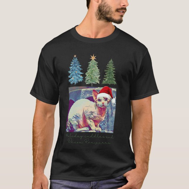 Camiseta Carinhos de férias e ronronares de Devon Rex gato  (Frente)