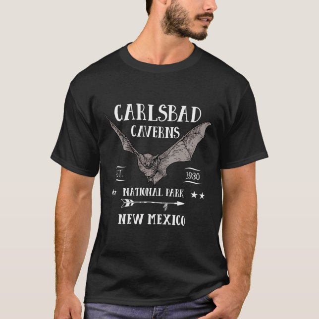 Camiseta Carlsbad Caverns National Park Bat Design Souvenir (Frente)