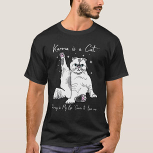 Camiseta Carma é um gato ronronando no meu colo porque ele 