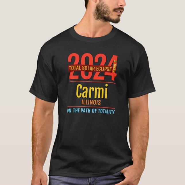 Camiseta Carmi Illinois IL Total Solar Eclipse 2024  4  Pre (Frente)