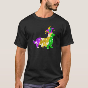 Camiseta Carnavais de Mardi Gras do Cão Corgi Amante de Cac