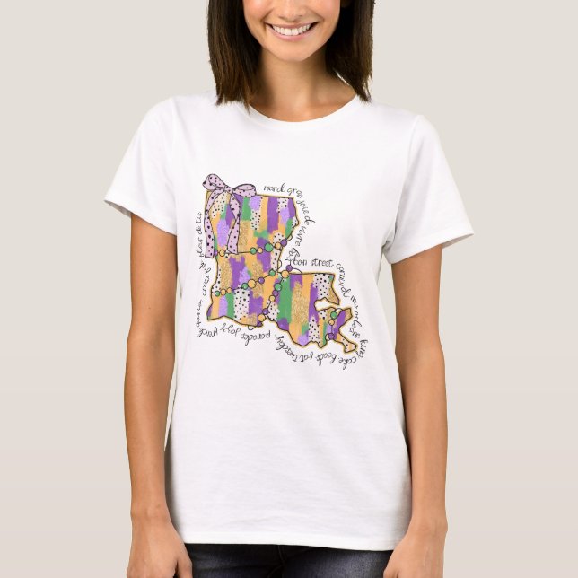 Camiseta Carnaval da Rua Bourbon, Mardi Luisiana (Frente)