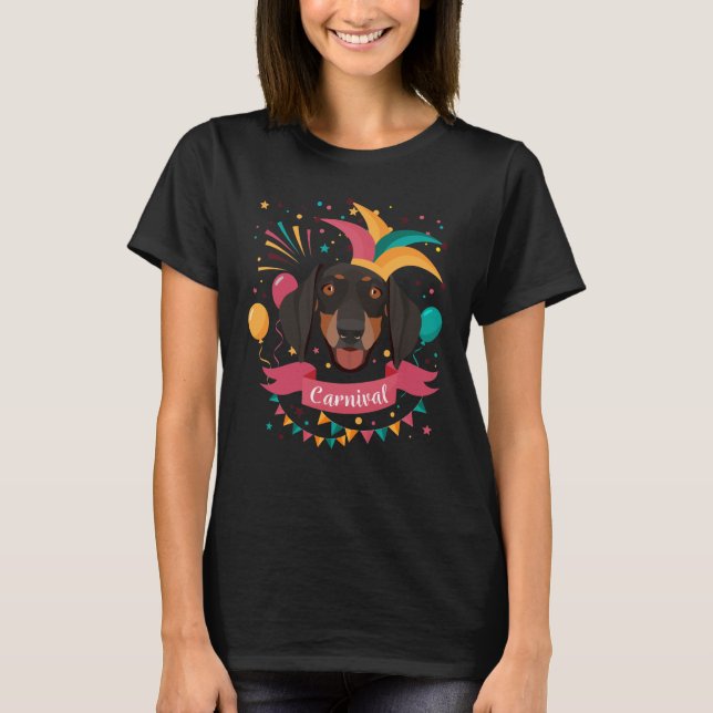 Camiseta Carnaval de Dachshund Madi Gras (Frente)
