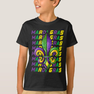 Camiseta Carnaval de Mardi Gras Fat Terça-Feira Fleur De Li