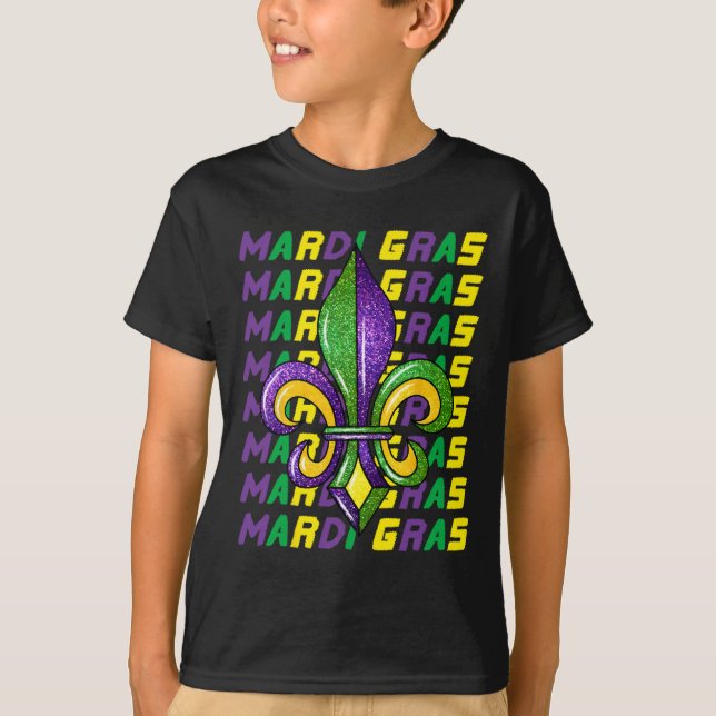Camiseta Carnaval de Mardi Gras Fat Terça-Feira Fleur De Li (Frente)