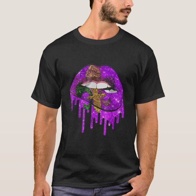 Camiseta Carnaval de Mardi Gras Figurume Purple e Dourada F (Frente)