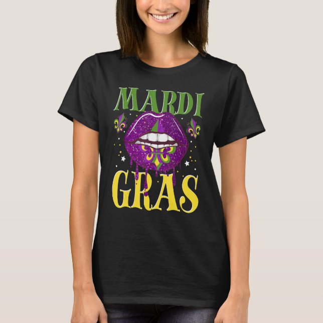 Camiseta Carnaval de Mardi Gras Lip Fleur De Lis (Frente)