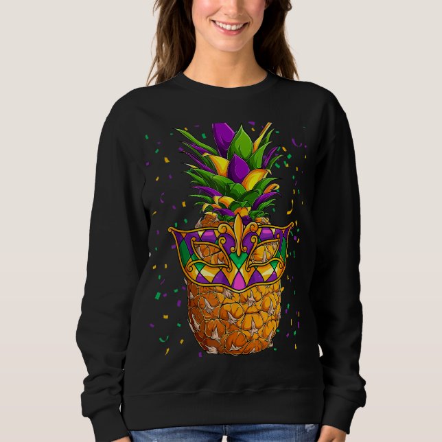 Camiseta Carnaval de Pineapple Mardi Gras Jester Mask Funny (Frente)