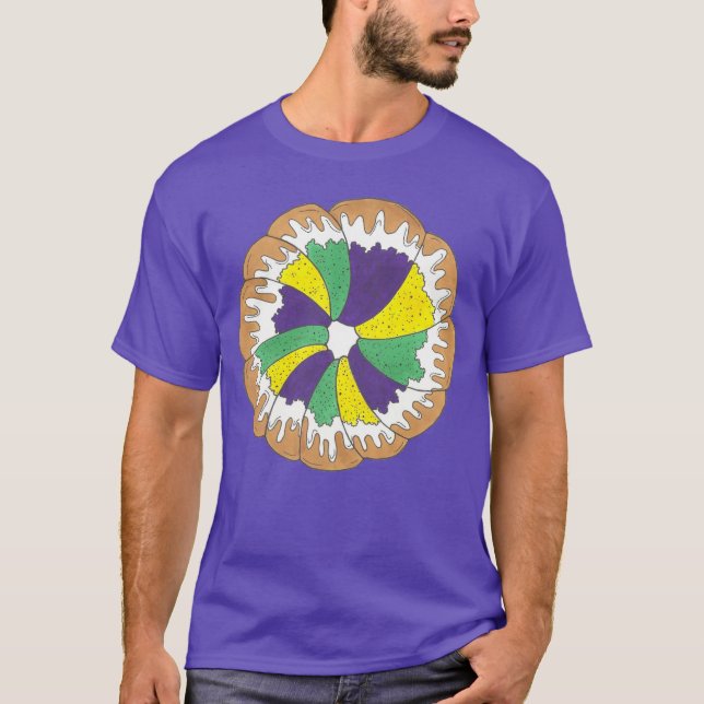 Camiseta Carnaval do King Cake New Orleans NOLA Mardi Gras (Frente)